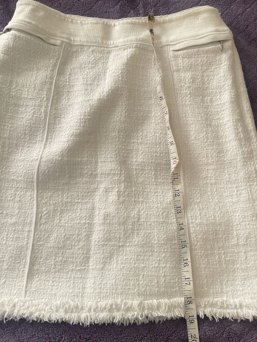 Women’s White House black Market White Textured Fringe Hem Skirt
